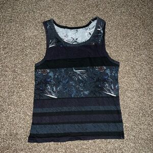 Pacific Blue Vintage OG Black Grey White Floral Tank Top